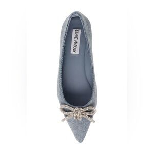 Steve Madden Elina Crystal Bow Ballet Flat Denim